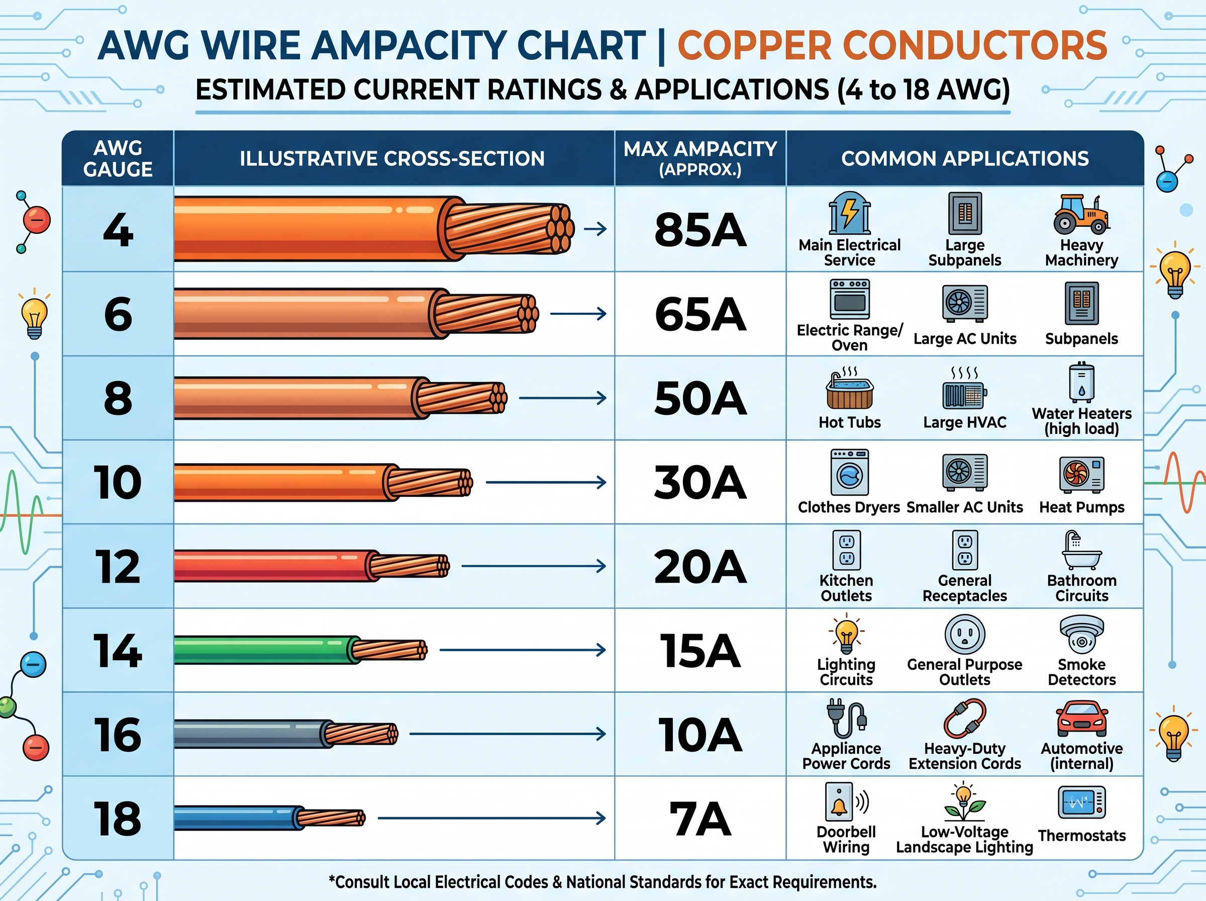 AWG wire gauge ampacity chart