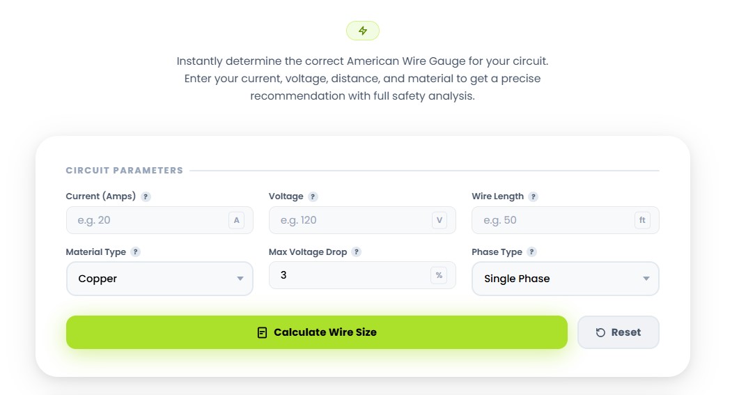 wire size calculator